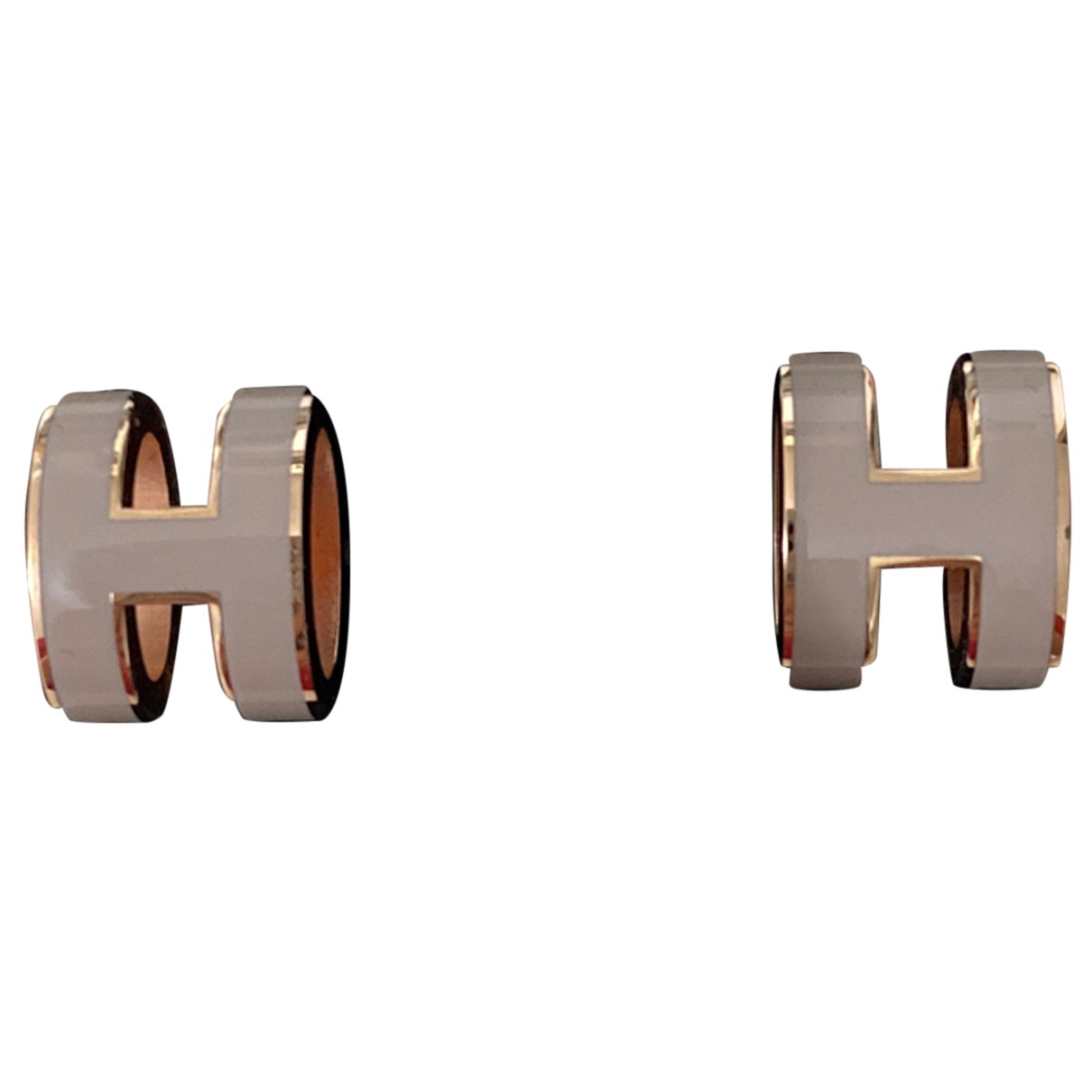 Pop h earrings Hermès Beige in Metal 